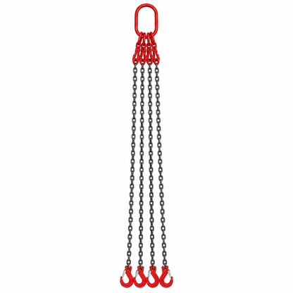AS Equipment G80 lifting chain sling with four grab hooks and adjusters