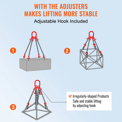 AS Equipment G80 lifting chain sling with four grab hooks and adjusters
