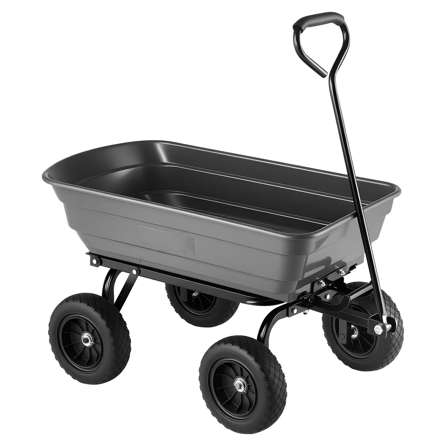 AS Equipment 600LB garden dump cart wagon with swivel wheels and quick dump tray