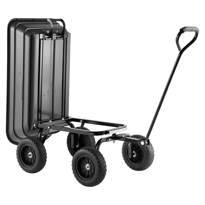 AS Equipment 600LB garden dump cart wagon with swivel wheels and quick dump tray
