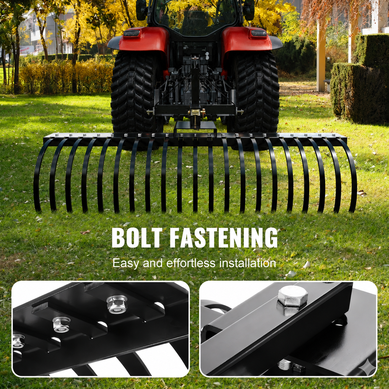 AS Equipment 60 inch tow behind landscape rake with steel coil tines