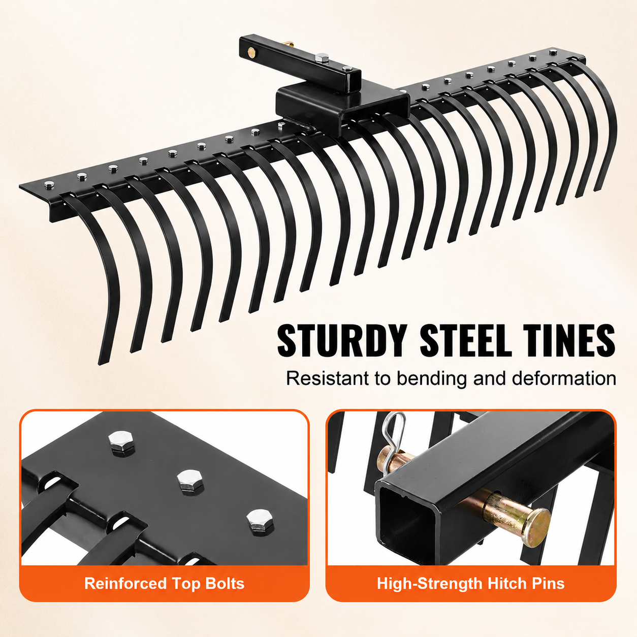 AS Equipment 60 inch tow behind landscape rake with steel coil tines