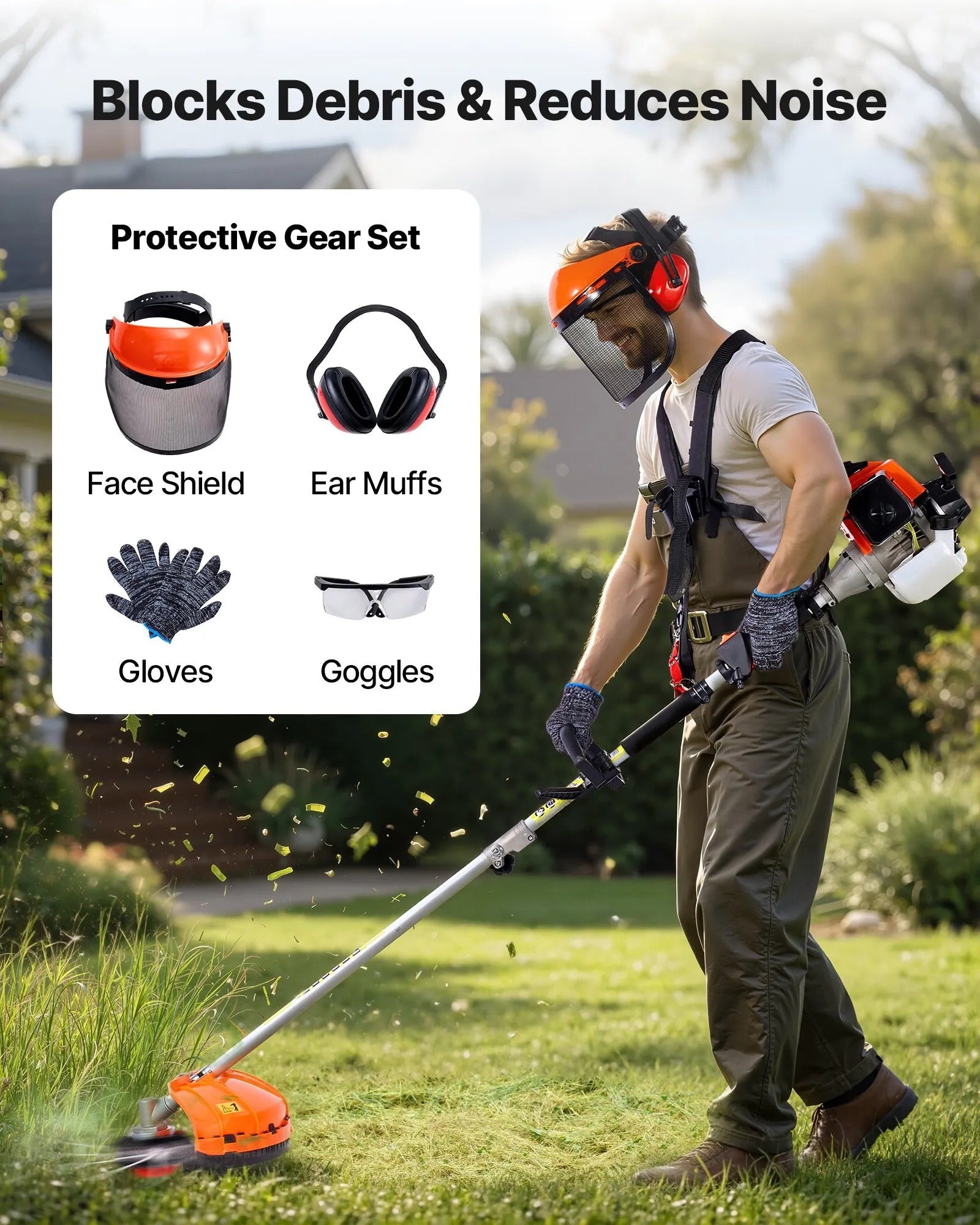 AS Equipment 63cc 5 in 1 gas hedge trimmer with pole saw and brush cutter attachments