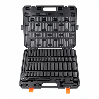 AS Equipment 65 piece 1/2 inch drive impact socket set with storage case