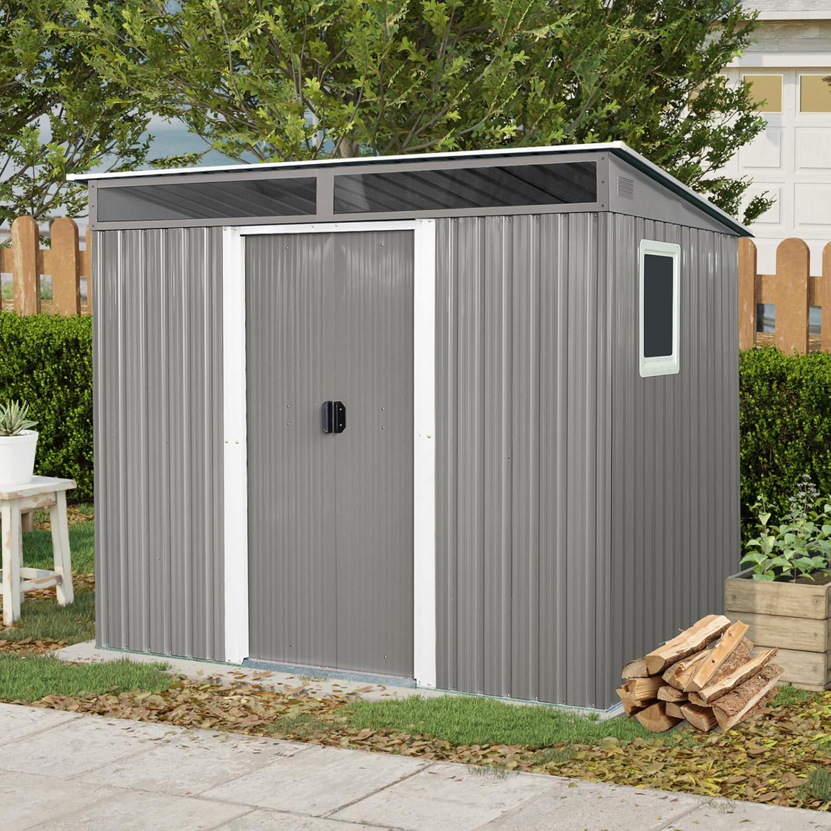 AS Equipment 8 × 6 ft Metal Outdoor Storage Shed