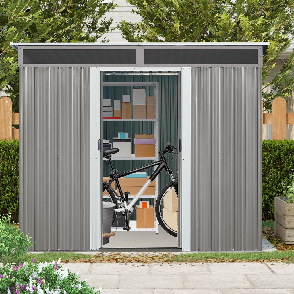 AS Equipment 8 × 6 ft Metal Outdoor Storage Shed