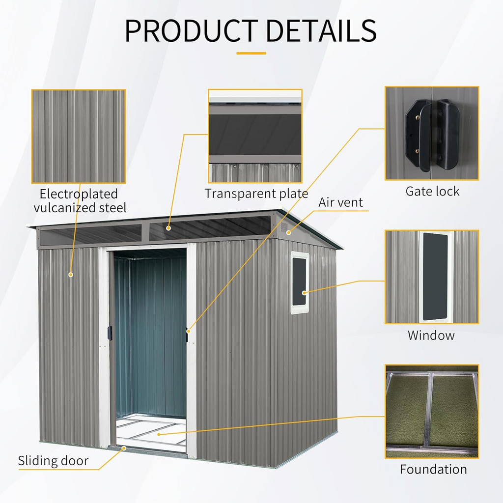 AS Equipment 8 × 6 ft Metal Outdoor Storage Shed