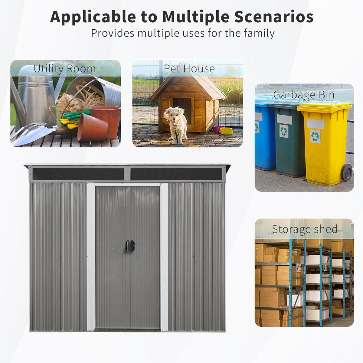 AS Equipment 8 × 6 ft Metal Outdoor Storage Shed