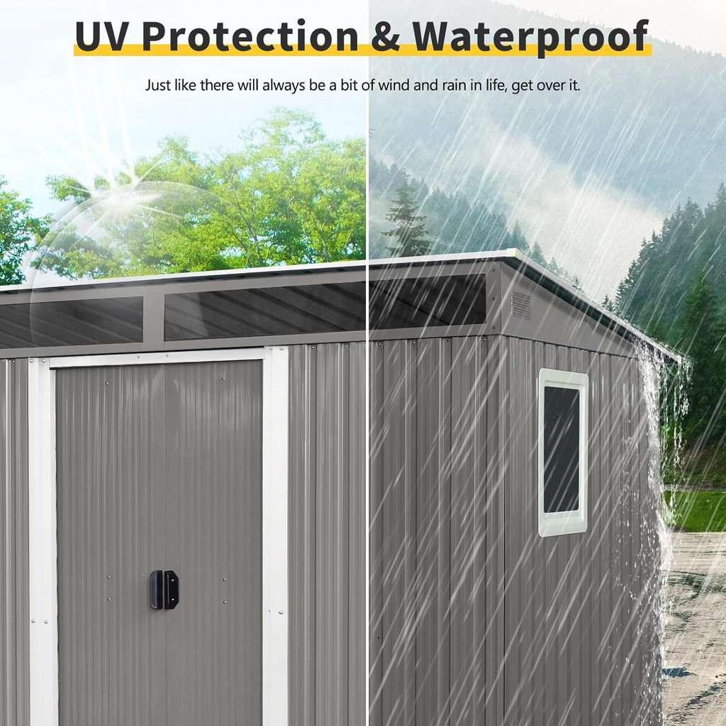 AS Equipment 8 × 6 ft Metal Outdoor Storage Shed