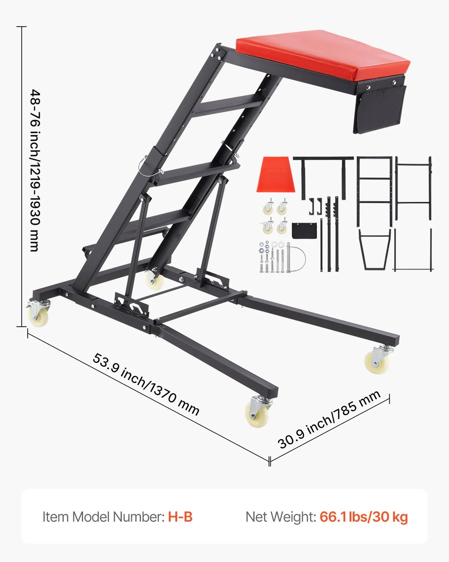 AS Equipment adjustable automotive topside creeper with caster wheels for vehicle maintenance