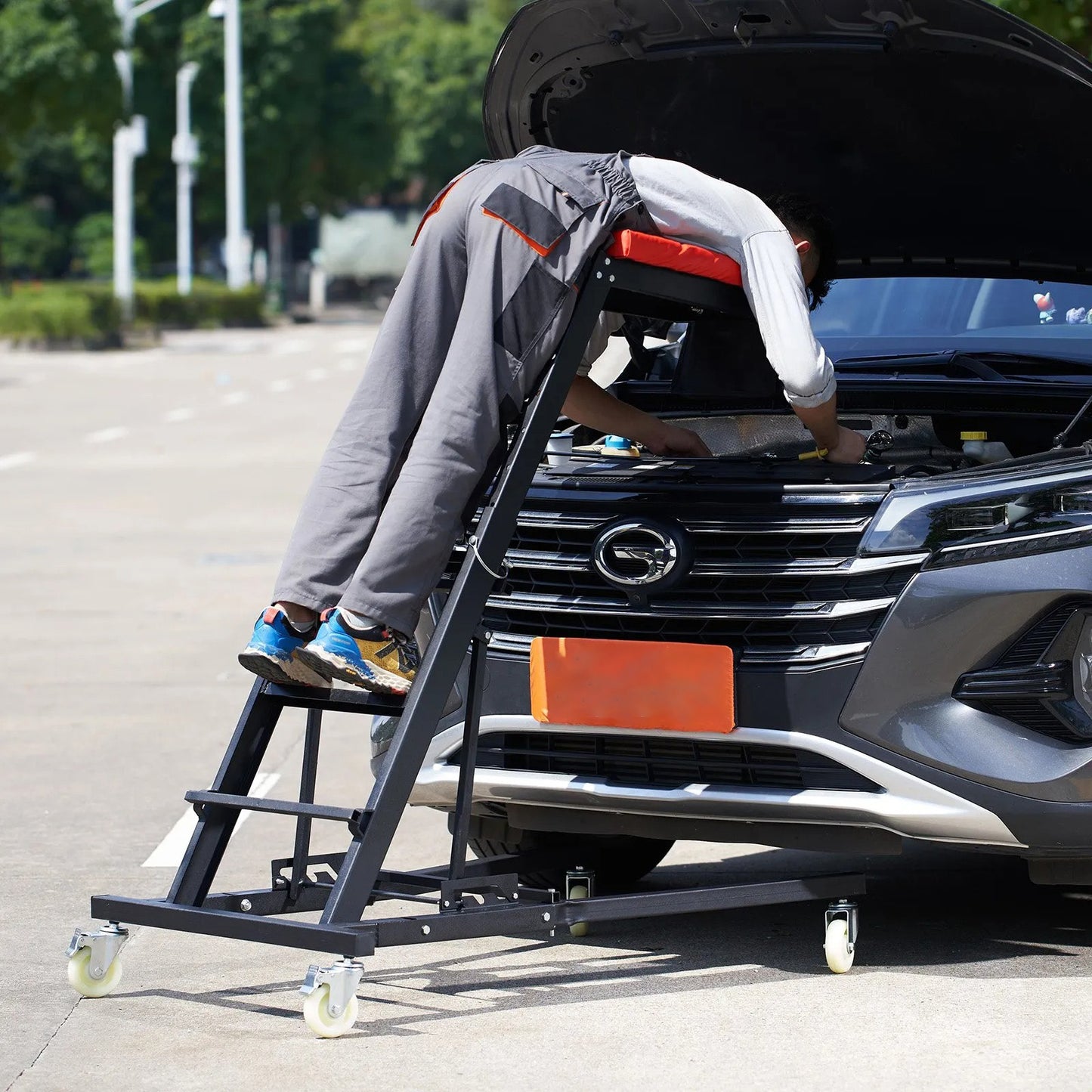 AS Equipment adjustable automotive topside creeper with caster wheels for vehicle maintenance