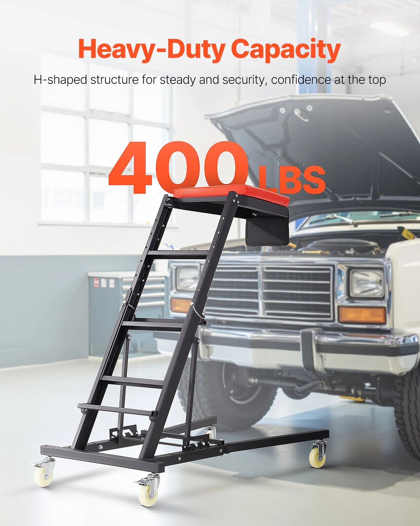 AS Equipment adjustable automotive topside creeper with caster wheels for vehicle maintenance