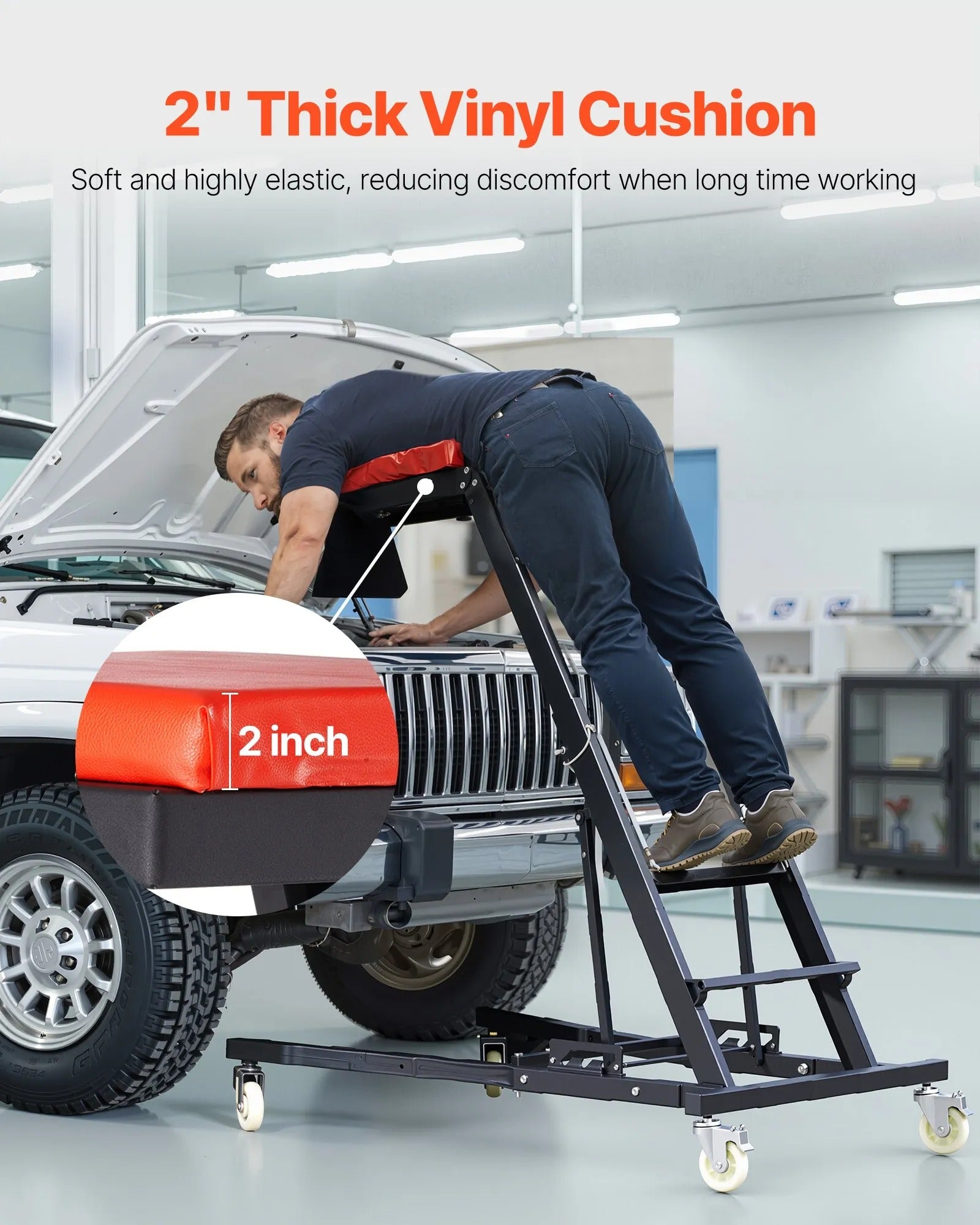 AS Equipment adjustable automotive topside creeper with caster wheels for vehicle maintenance