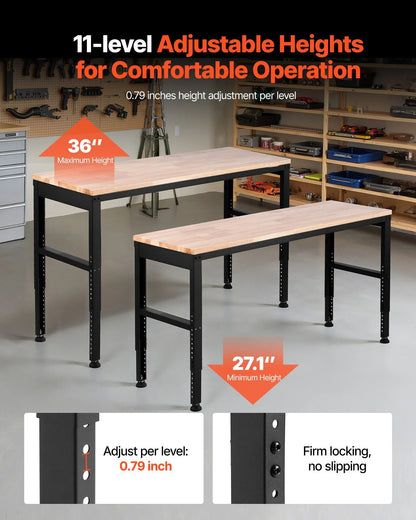 AS Equipment adjustable heavy duty workbench with built-in power outlets