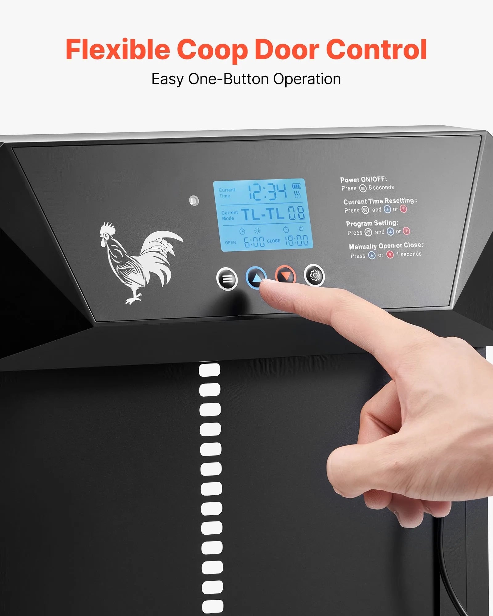 AS Equipment automatic chicken coop door with timer and light sensor