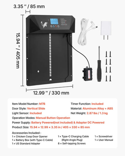 AS Equipment automatic chicken coop door with timer and light sensor