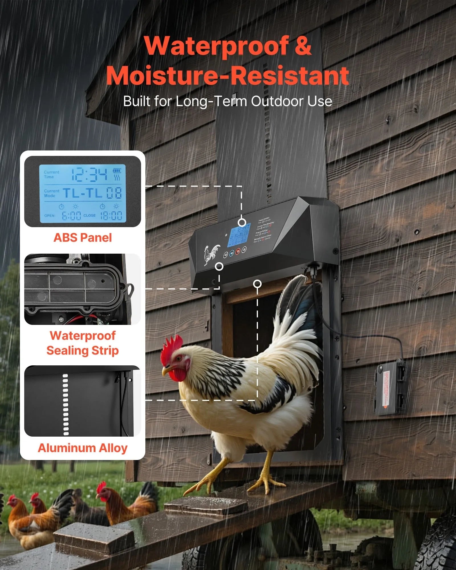 AS Equipment automatic chicken coop door with timer and light sensor