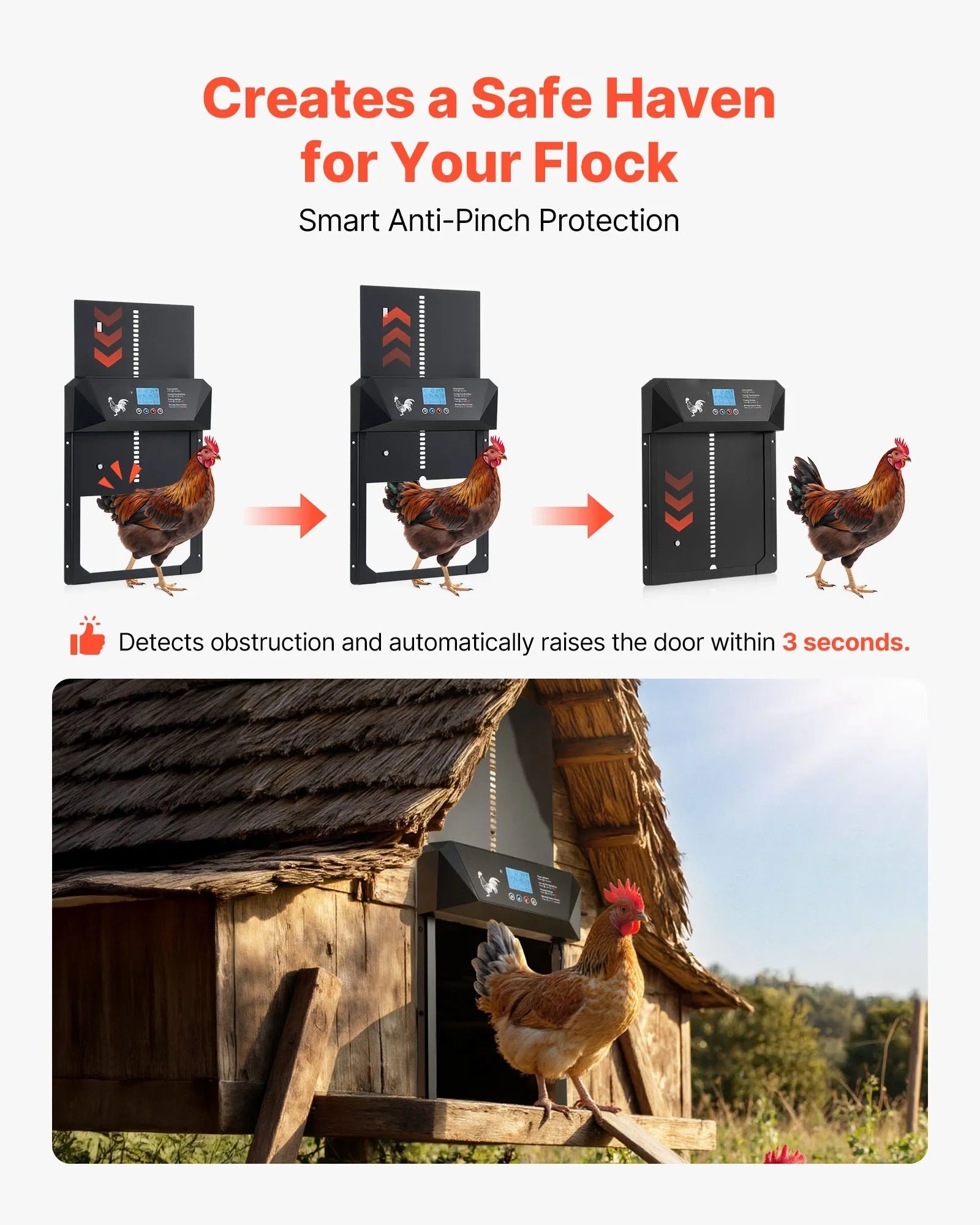 AS Equipment automatic chicken coop door with timer and light sensor