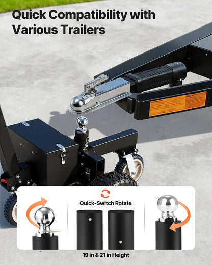 AS Equipment electric trailer dolly with pneumatic tires and dual hitch balls
