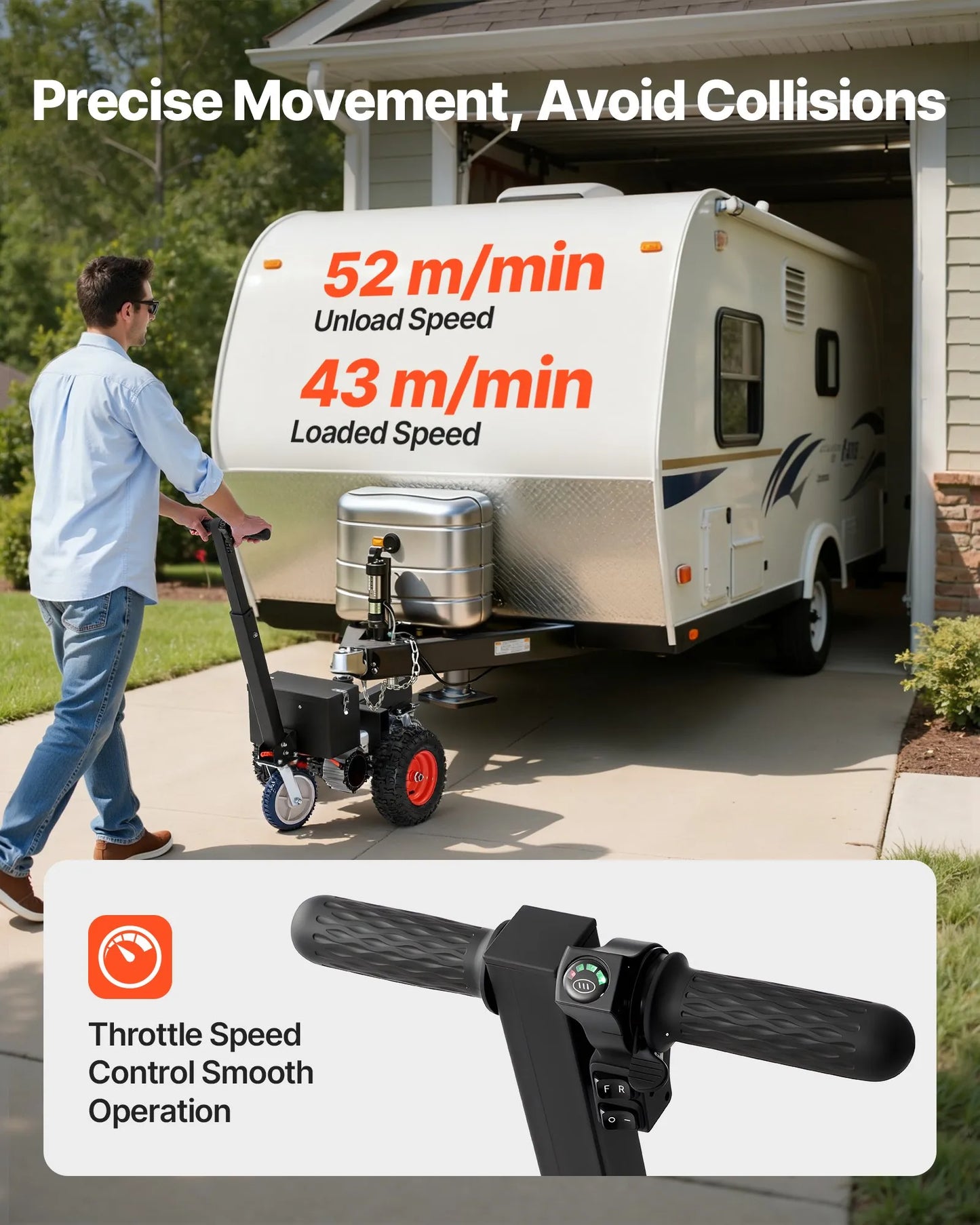 AS Equipment electric trailer dolly with pneumatic tires and dual hitch balls