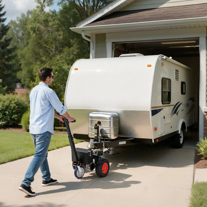 AS Equipment electric trailer dolly with pneumatic tires and dual hitch balls