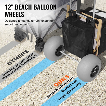 AS Equipment folding beach cart with balloon wheels for sand and outdoor transport