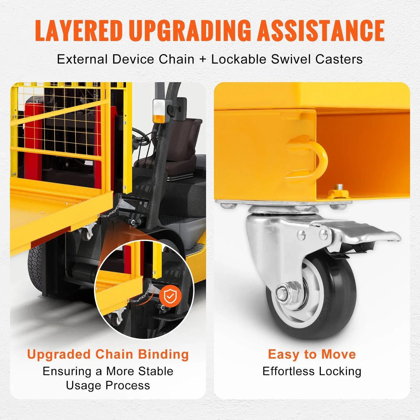 AS Equipment forklift safety cage platform with folding design and lockable wheels