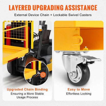 AS Equipment forklift safety cage platform with folding design and lockable wheels