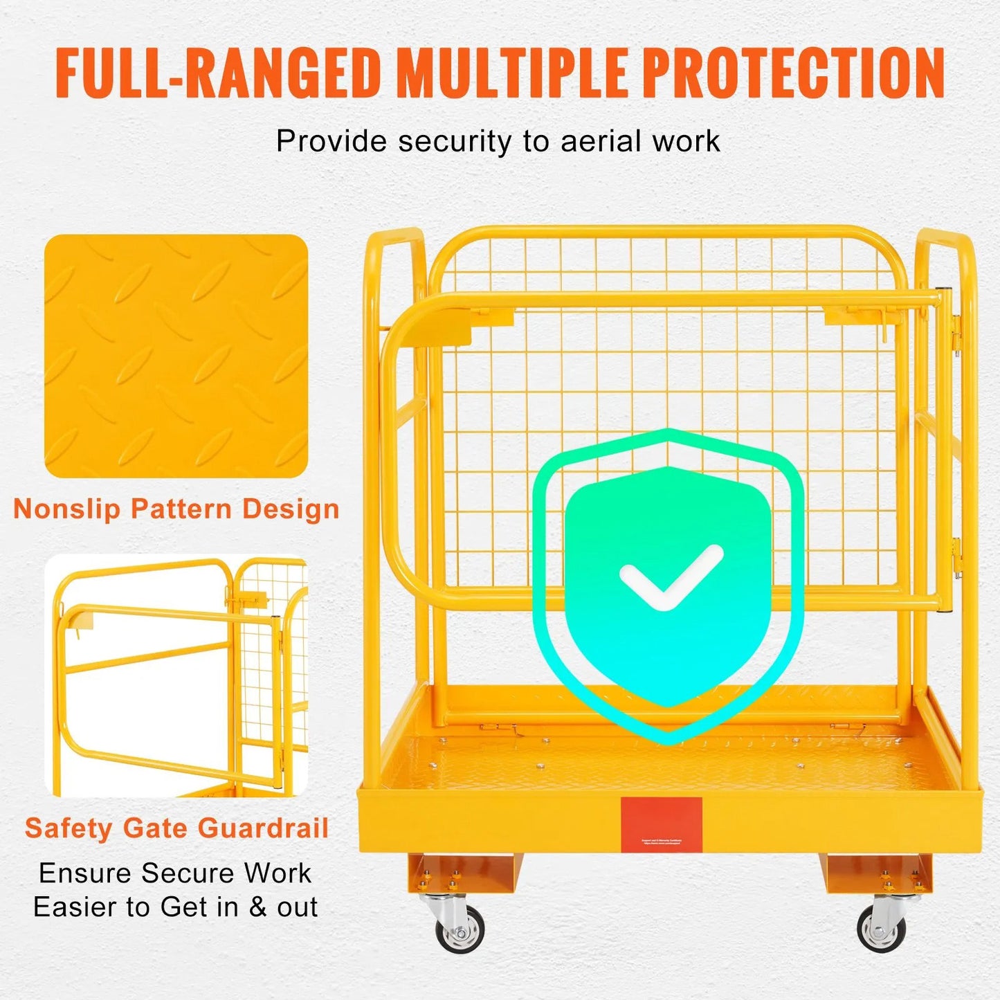 AS Equipment forklift safety cage platform with folding design and lockable wheels