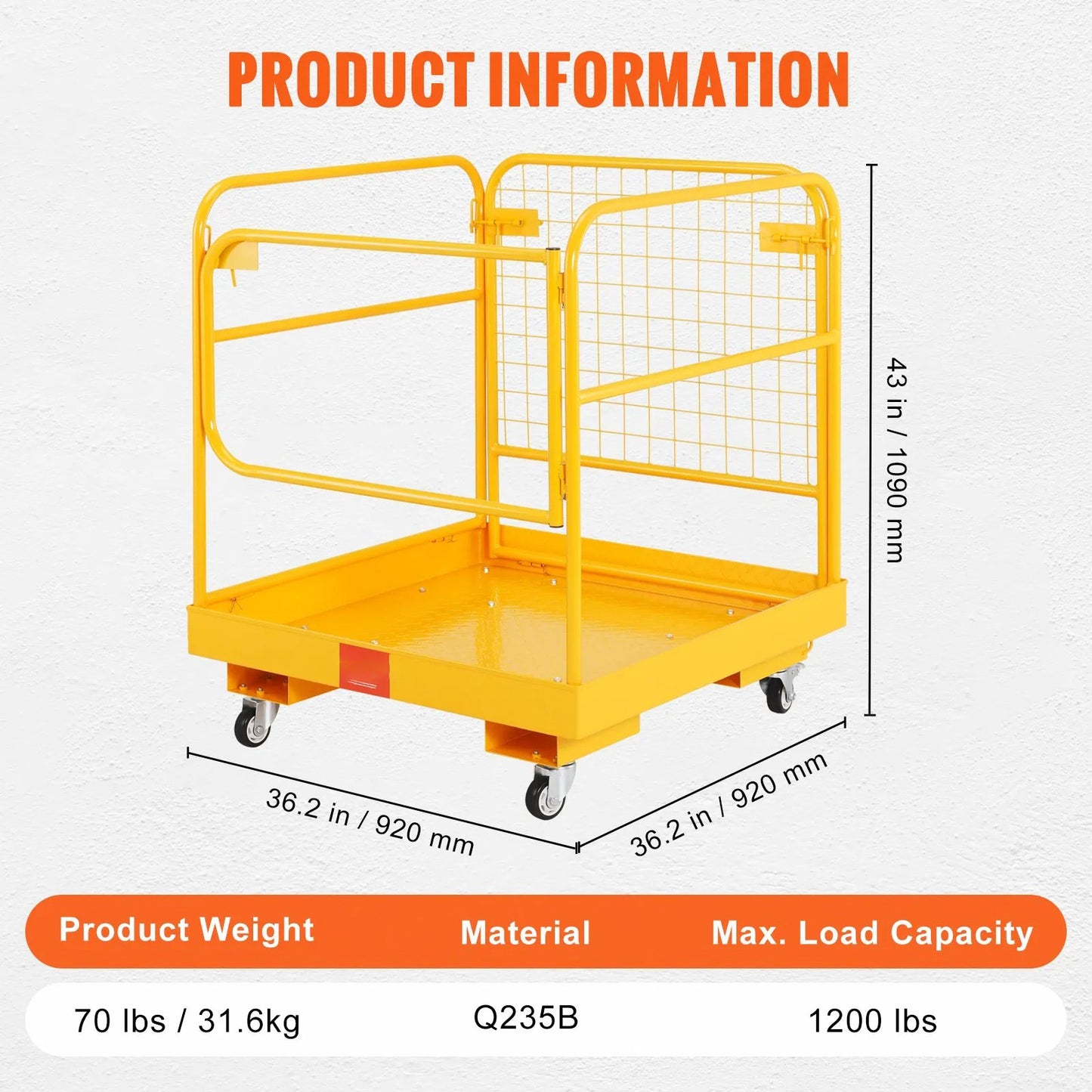 AS Equipment forklift safety cage platform with folding design and lockable wheels