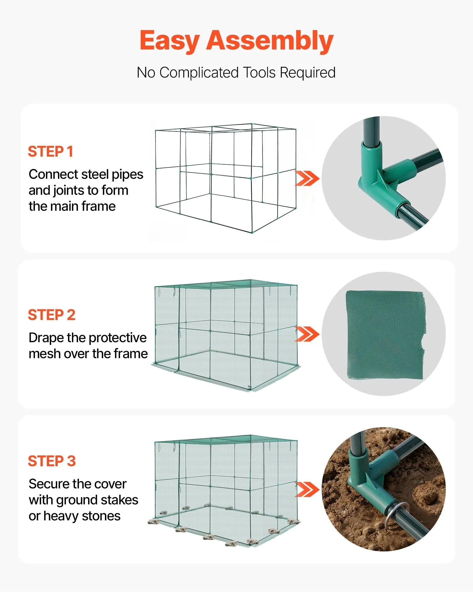 AS Equipment garden crop cage with mesh netting and zippered access door