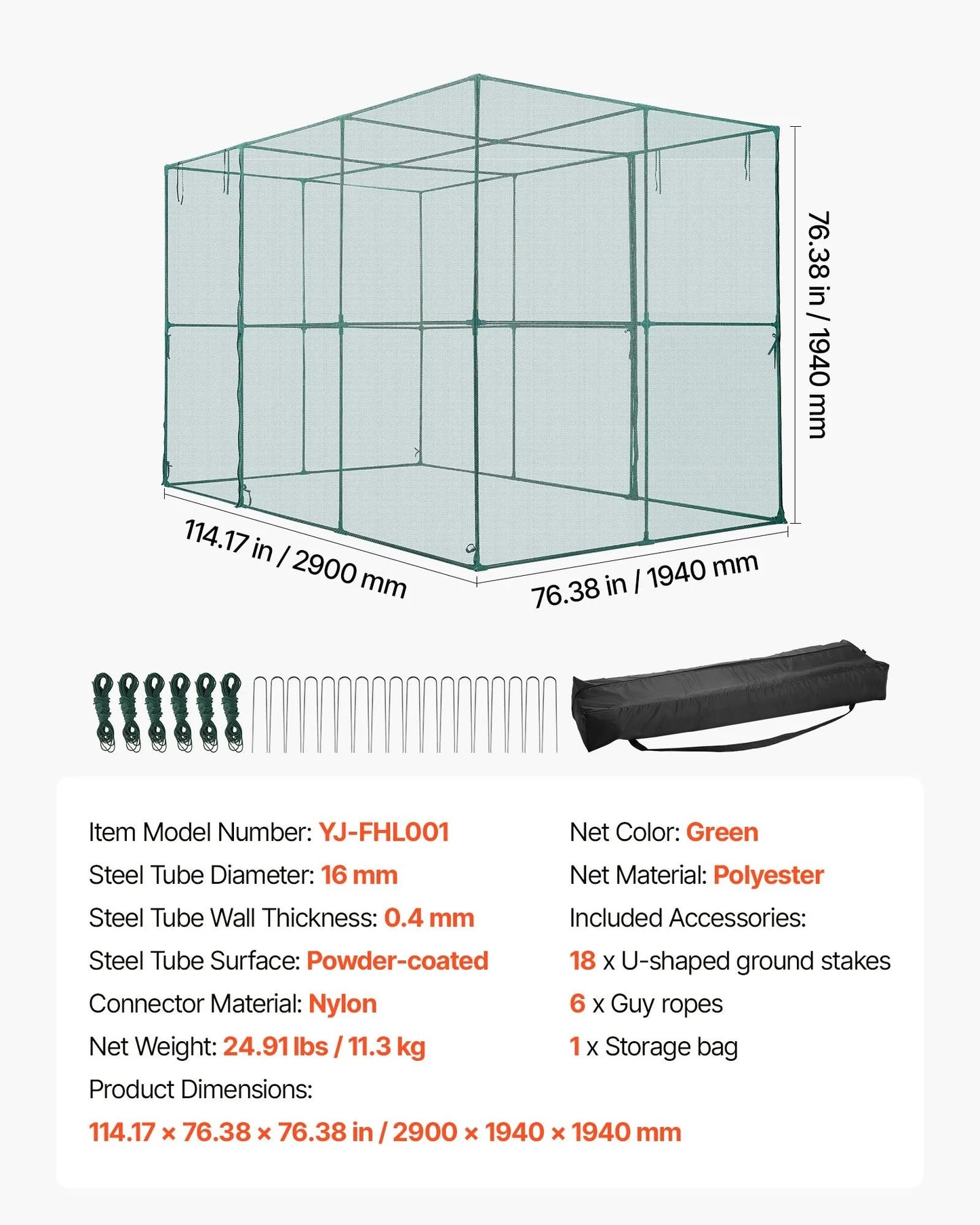 AS Equipment garden crop cage with mesh netting and zippered access door