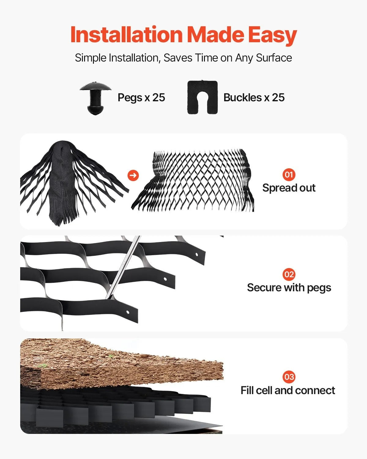 AS Equipment HDPE gravel grid for driveway and ground stabilization