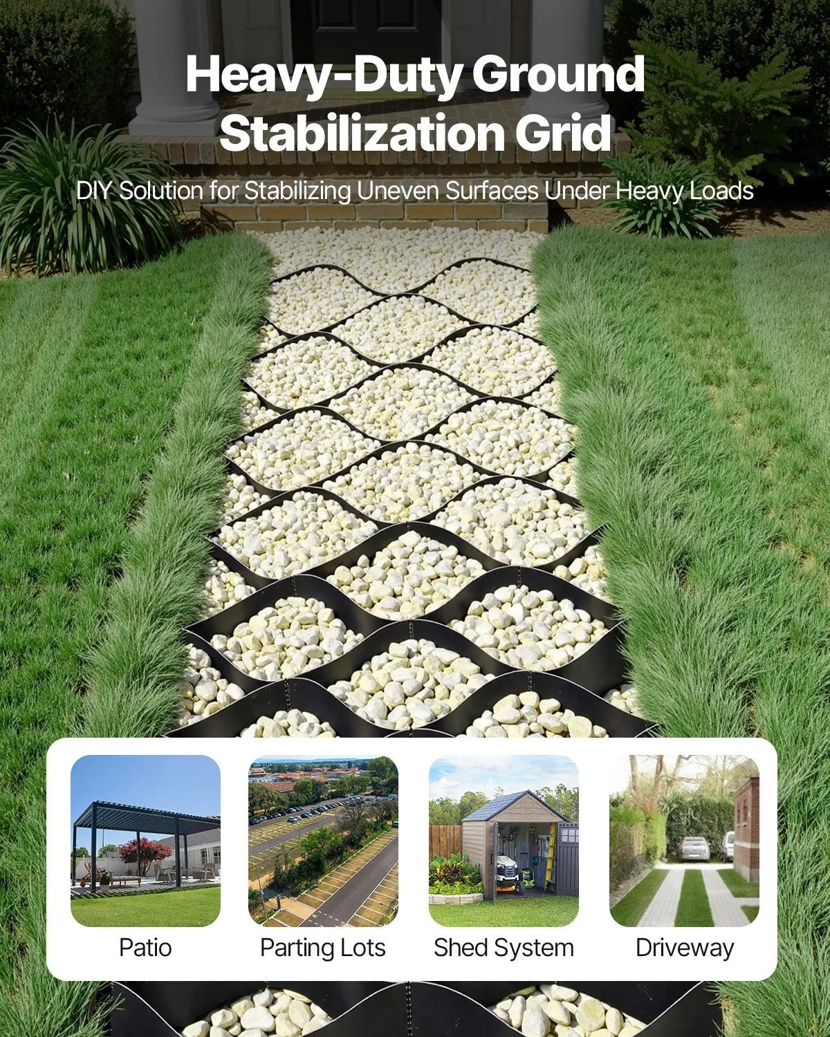 AS Equipment HDPE gravel grid for driveway and ground stabilization