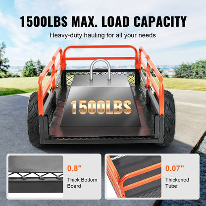 AS Equipment heavy duty ATV dump trailer with removable sides and pneumatic tires