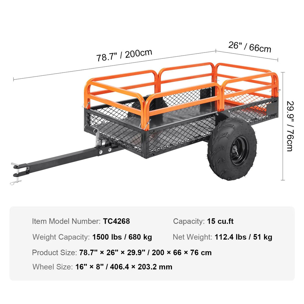 ATV utility dump trailer alternate view