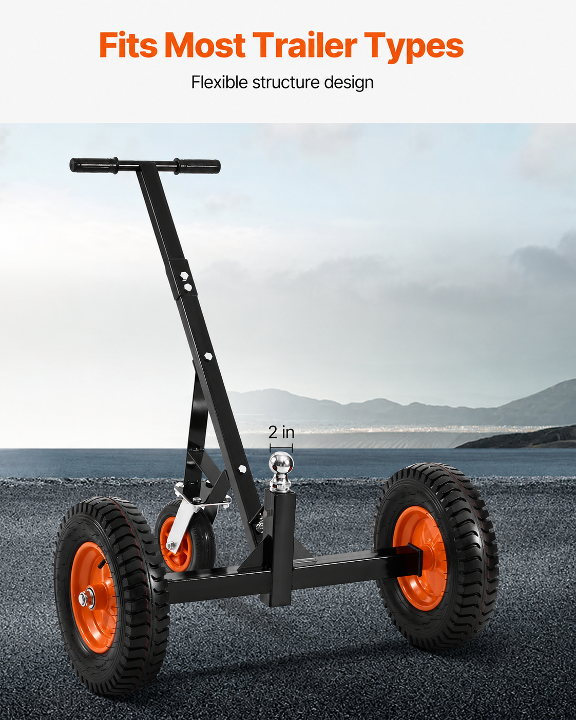 AS Equipment heavy duty trailer dolly with pneumatic tires and 2 inch hitch ball