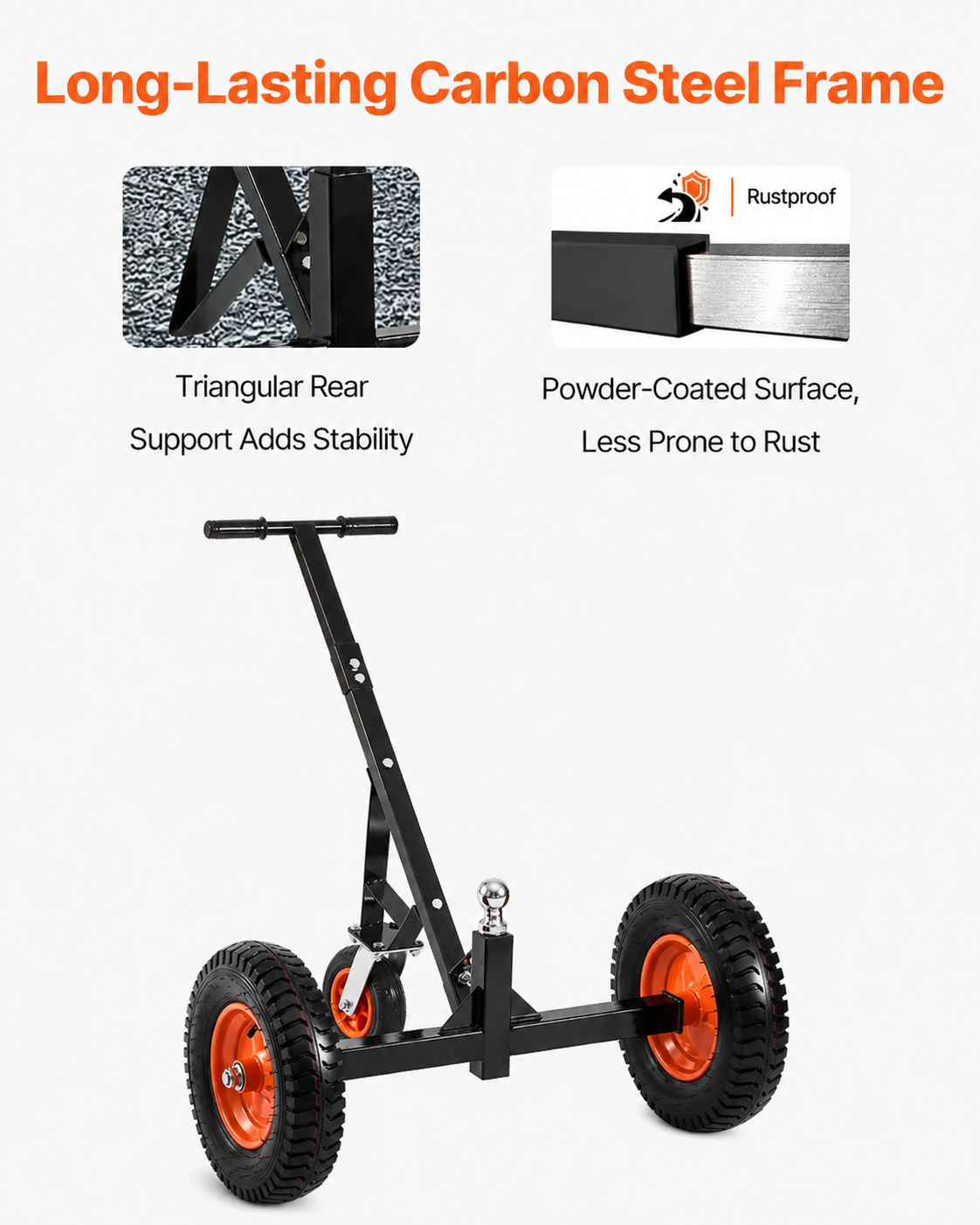 AS Equipment heavy duty trailer dolly with pneumatic tires and 2 inch hitch ball