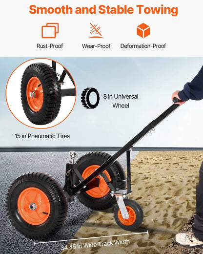 AS Equipment heavy duty trailer dolly with pneumatic tires and 2 inch hitch ball