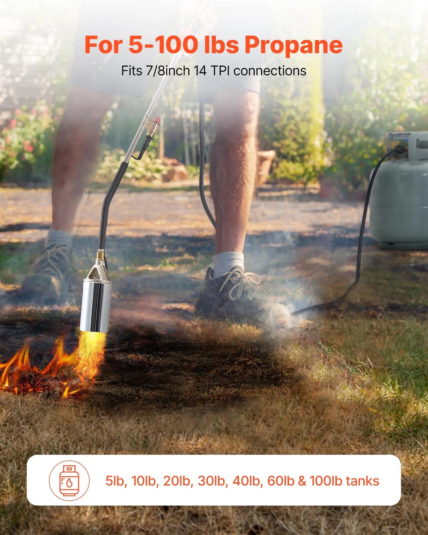 AS Equipment propane weed burner torch with adjustable flame and long hose