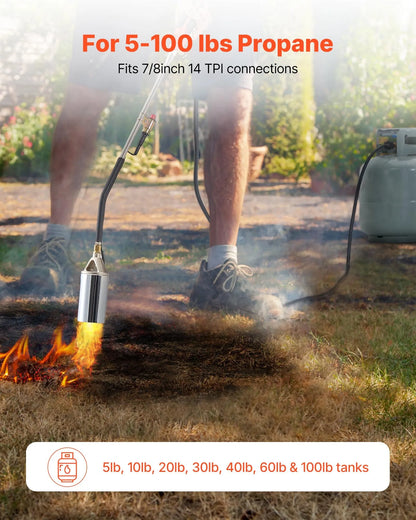 AS Equipment propane weed burner torch with adjustable flame and long hose