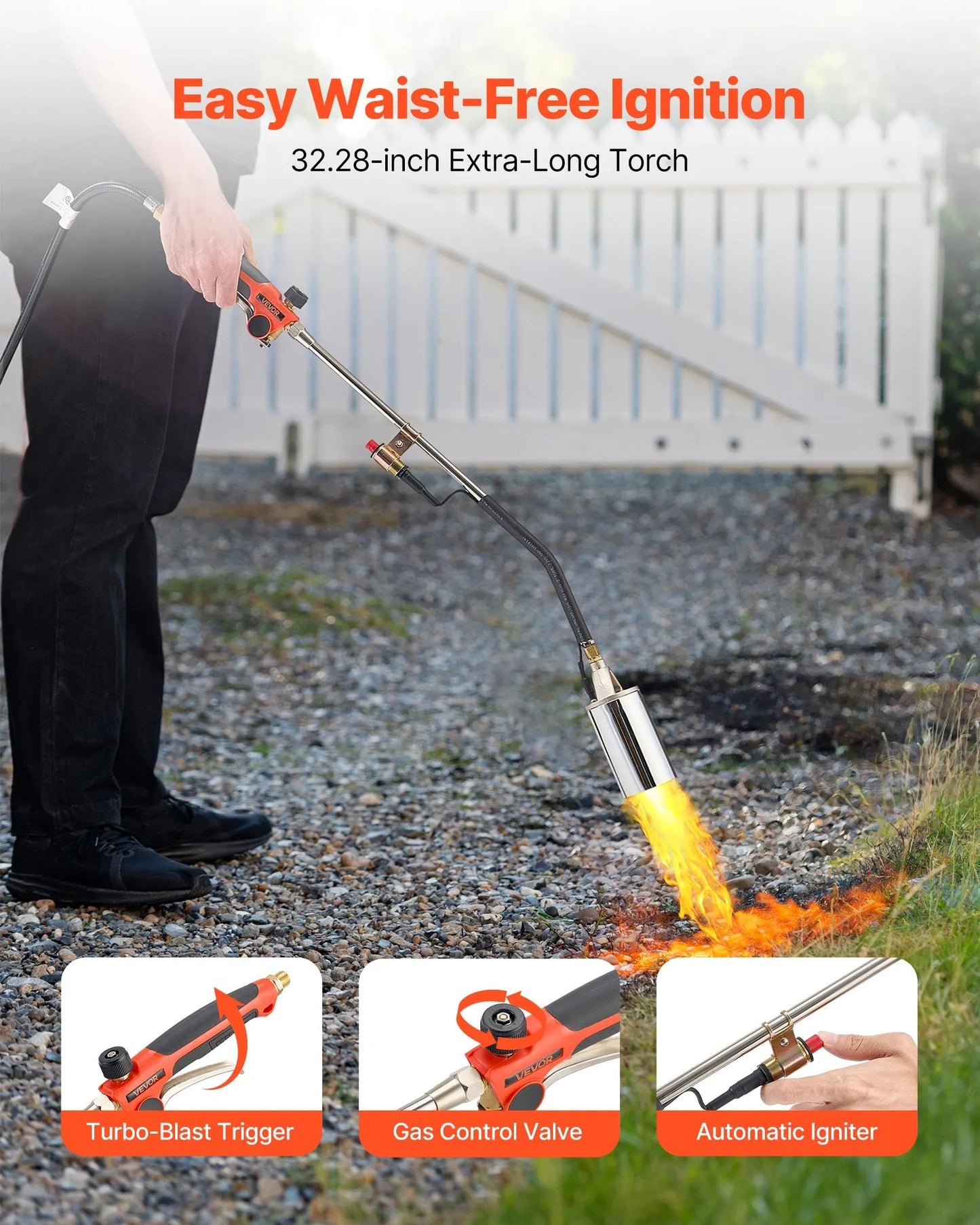 AS Equipment propane weed burner torch with adjustable flame and long hose