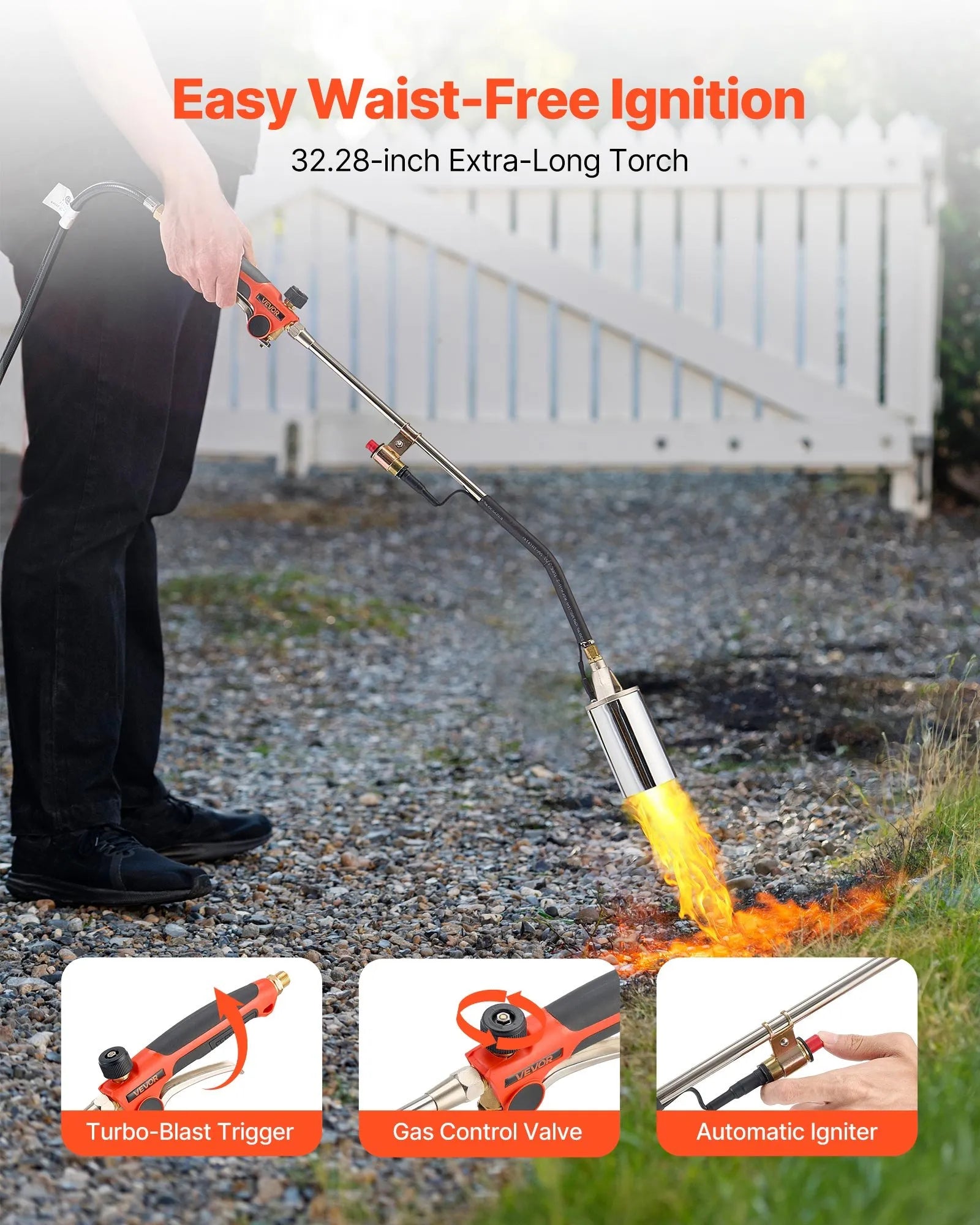 AS Equipment propane weed burner torch with adjustable flame and long hose