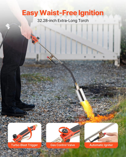 AS Equipment propane weed burner torch with adjustable flame and long hose