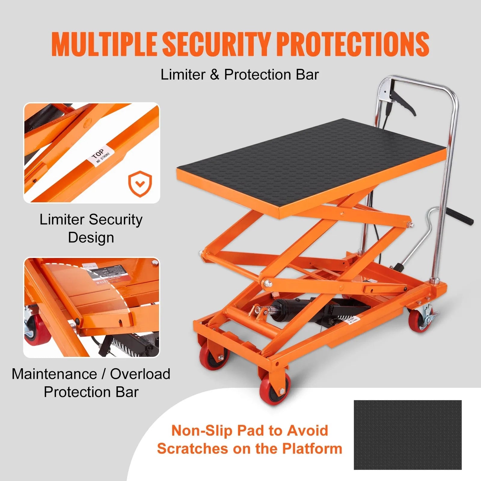 AS Equipment hydraulic scissor lift table cart with locking wheels