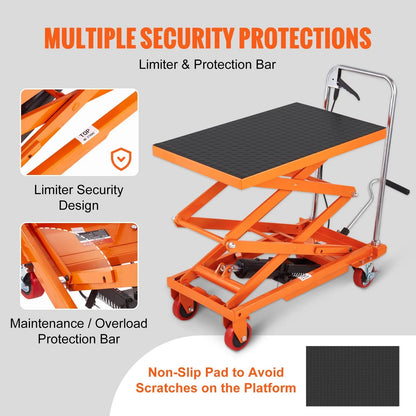 AS Equipment hydraulic scissor lift table cart with locking wheels