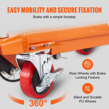 AS Equipment hydraulic scissor lift table cart with locking wheels