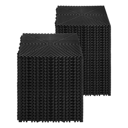 AS Equipment black interlocking drainage floor mats for garage and outdoor use