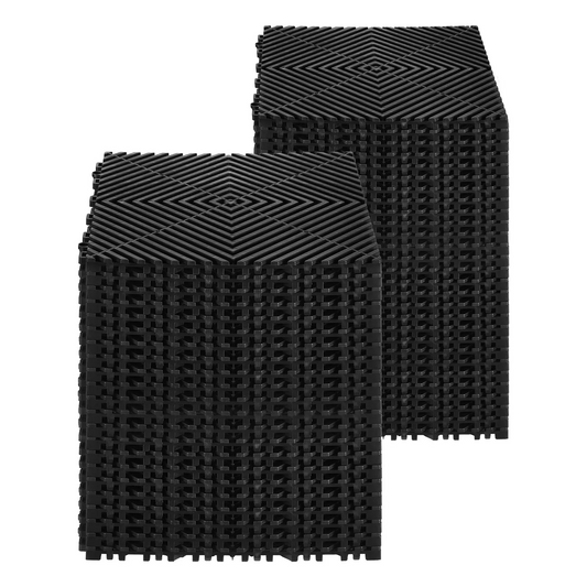 AS Equipment black interlocking drainage floor mats for garage and outdoor use