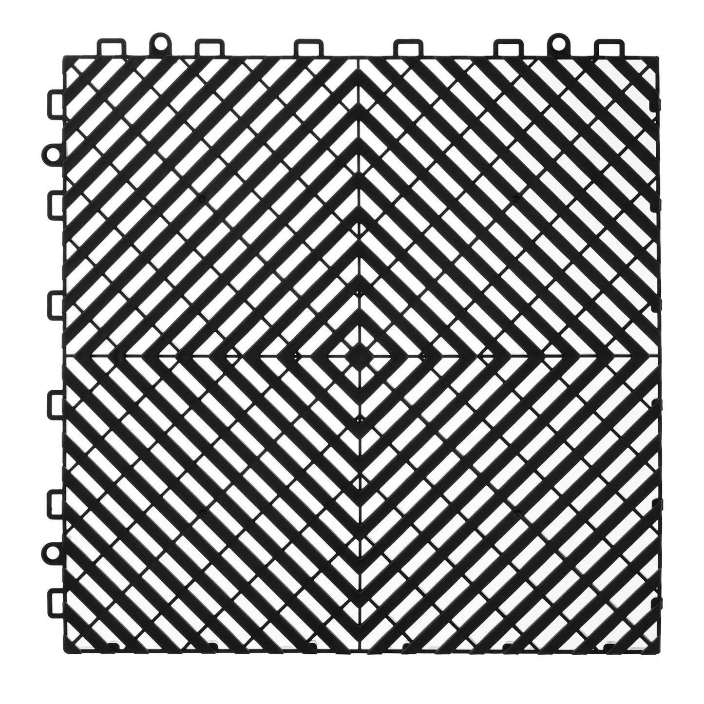 AS Equipment black interlocking drainage floor mats for garage and outdoor use